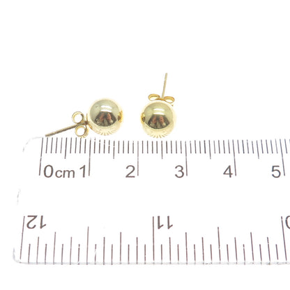 925 Sterling Silver Gold Plated 8mm Ball Stud Earrings