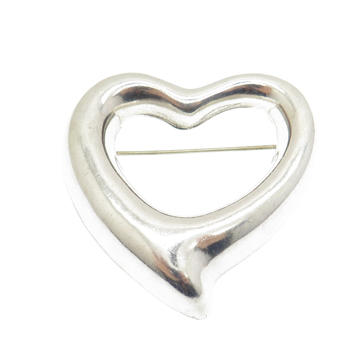 925 Sterling Silver Vintage Mexico Open Heart Pin Brooch