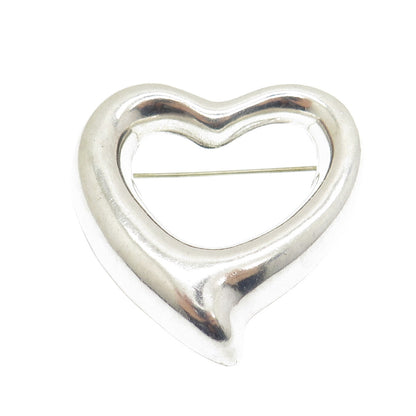 925 Sterling Silver Vintage Mexico Open Heart Pin Brooch