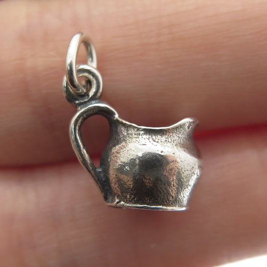 925 Sterling Silver Vintage Milk Pitcher 3D Charm Pendant