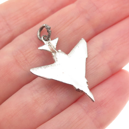 Cellini Sterling Silver Vintage F-4 Phantom II Fighter Aircraft 3D Charm Pendant