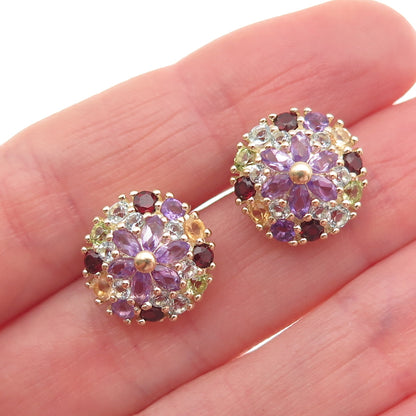 DEE BERKLE Sterling Gold Plated Topaz Amethyst Garnet Citrine & Peridot Earrings