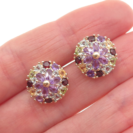 DEE BERKLE Sterling Gold Plated Topaz Amethyst Garnet Citrine & Peridot Earrings