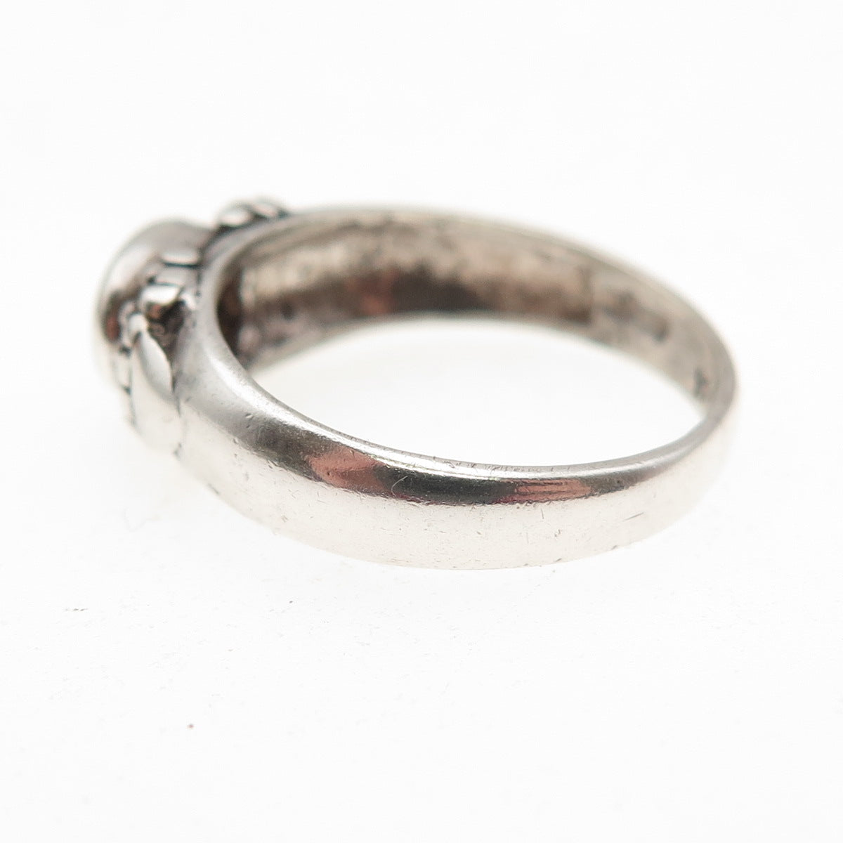 925 Sterling Silver Vintage Real MOP Beaded Oxidized Ring Size 6.75