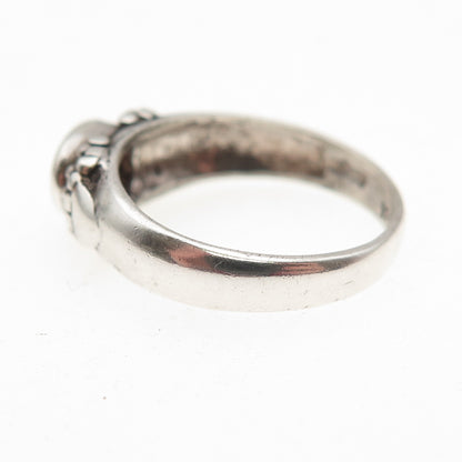 925 Sterling Silver Vintage Real MOP Beaded Oxidized Ring Size 6.75