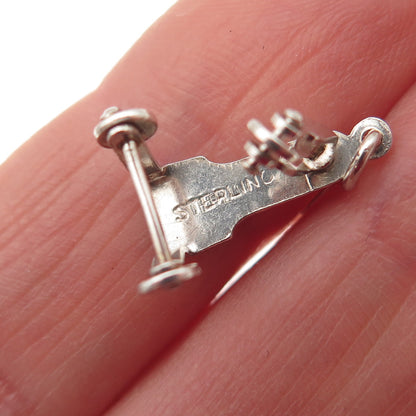 925 Sterling Silver Antique Art Deco Trike Riding Toy Movable 3D Mini Pendant