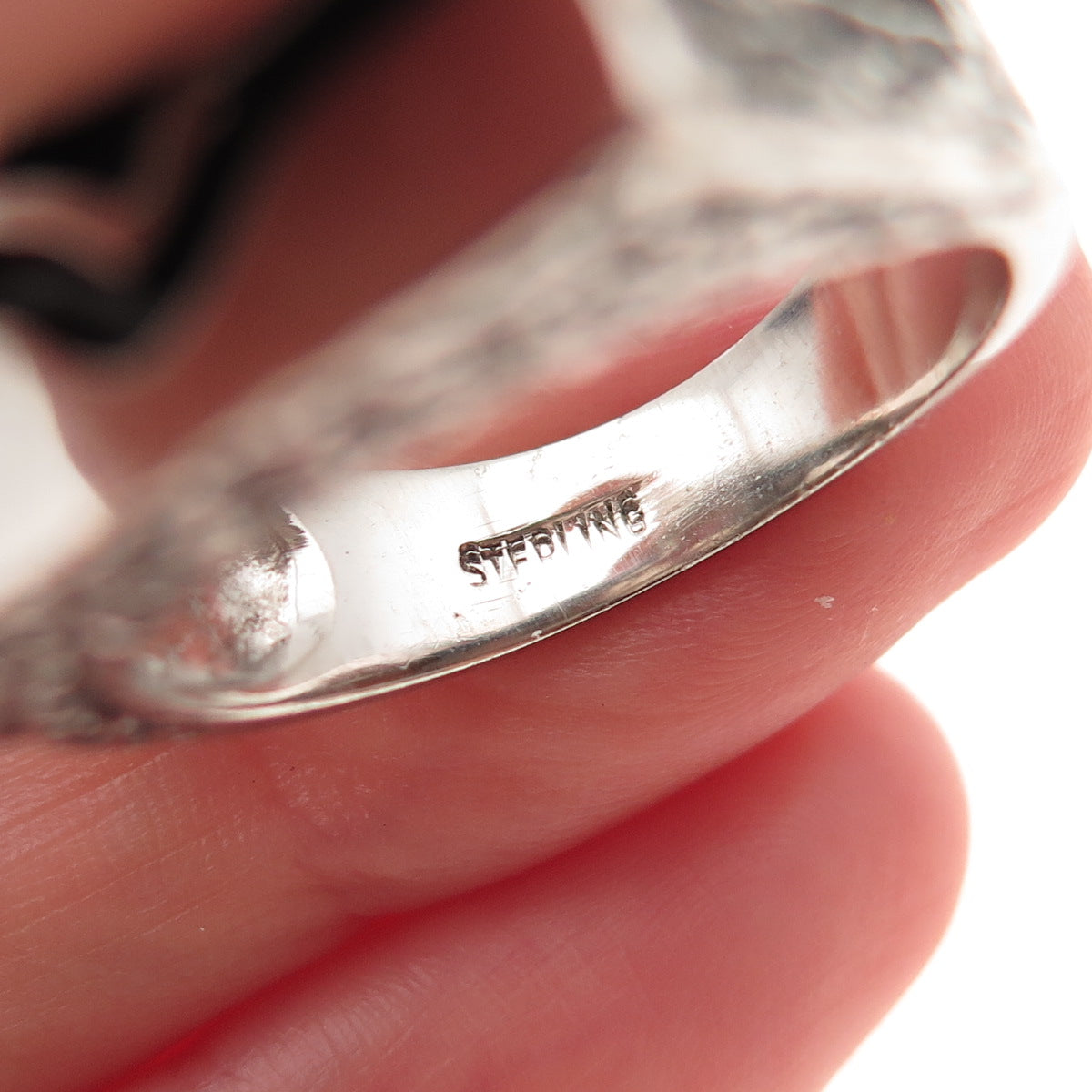 925 Sterling Silver Vintage Modernist Oxidized Ring Size 10.25