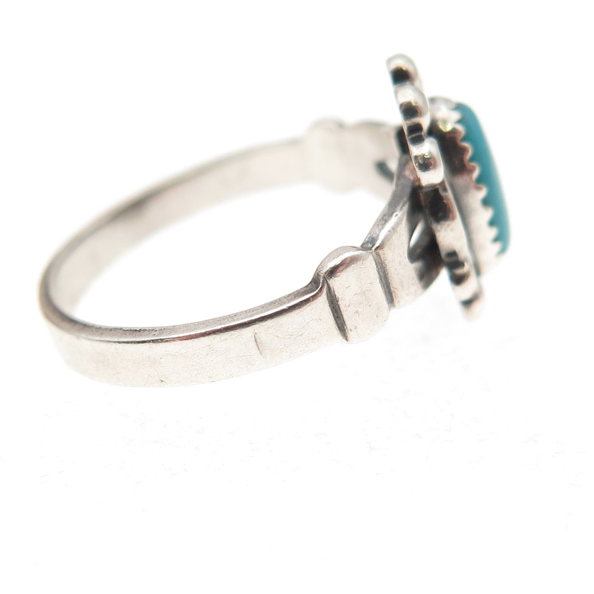 Bell Trading Post Old Pawn 925 Sterling Silver Vintage Turquoise Ring Size 4.5