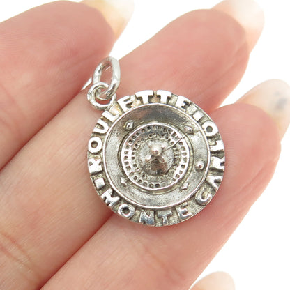 925 Sterling Silver Vintage Roulette Good Luck Charm Pendant