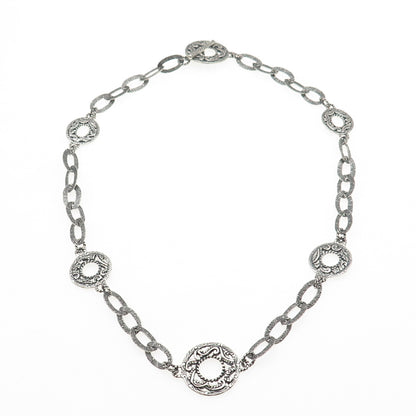 Carolyn Pollack 925 Sterling Silver Vintage Ornate Disc Chain Necklace 18"