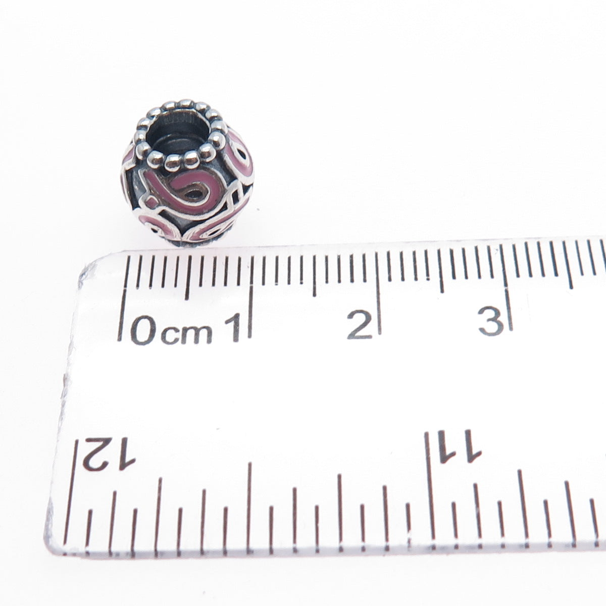 PANDORA 925 Sterling Enamel Pink Ribbon Breast Cancer Awareness Slide Bead Charm