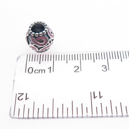 PANDORA 925 Sterling Enamel Pink Ribbon Breast Cancer Awareness Slide Bead Charm