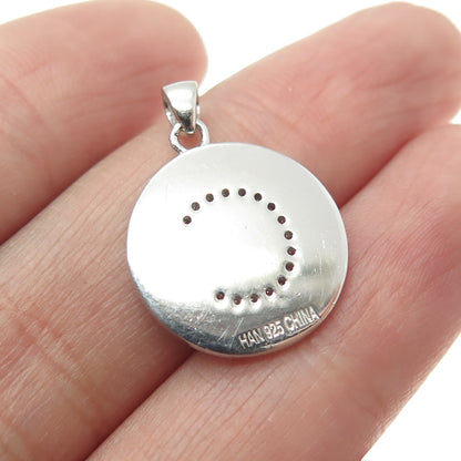 925 Sterling Silver Round-Cut C Z Letter "C" Initial Minimalist Charm Pendant