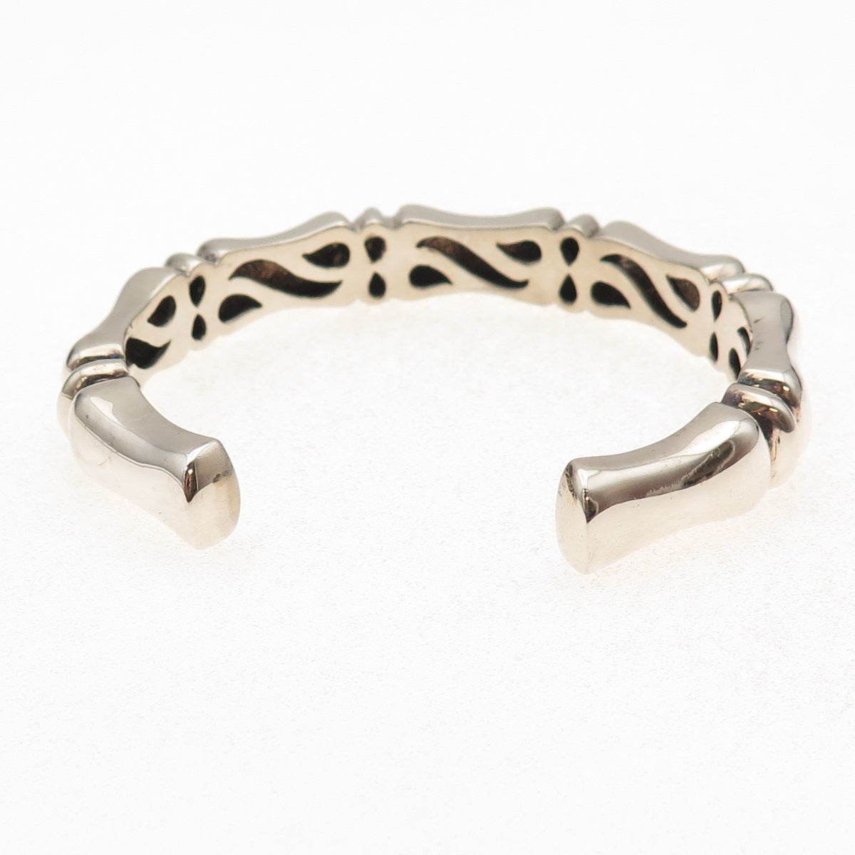 Rage 925 Sterling Silver Vintage Bamboo Adjustable Cuff Bracelet 7"