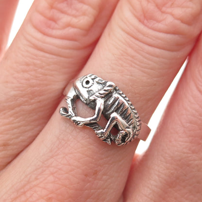 925 Sterling Silver Vintage Chameleon Oxidized Ring Size 6.75