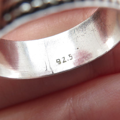 925 Sterling Silver Vintage Granulated Oxidized Band Ring Size 8.5