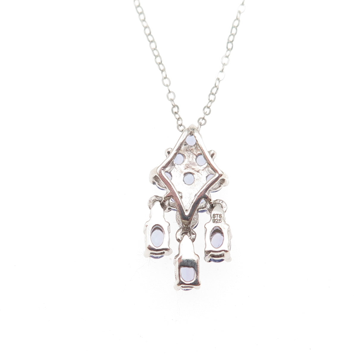 Chuck Clemency 925 Sterling Silver Real Tanzanite White Topaz Chain Necklace 20"