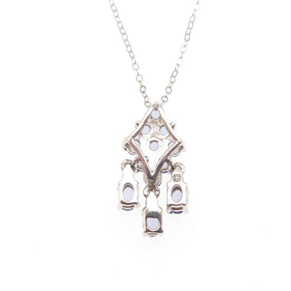Chuck Clemency 925 Sterling Silver Real Tanzanite White Topaz Chain Necklace 20"