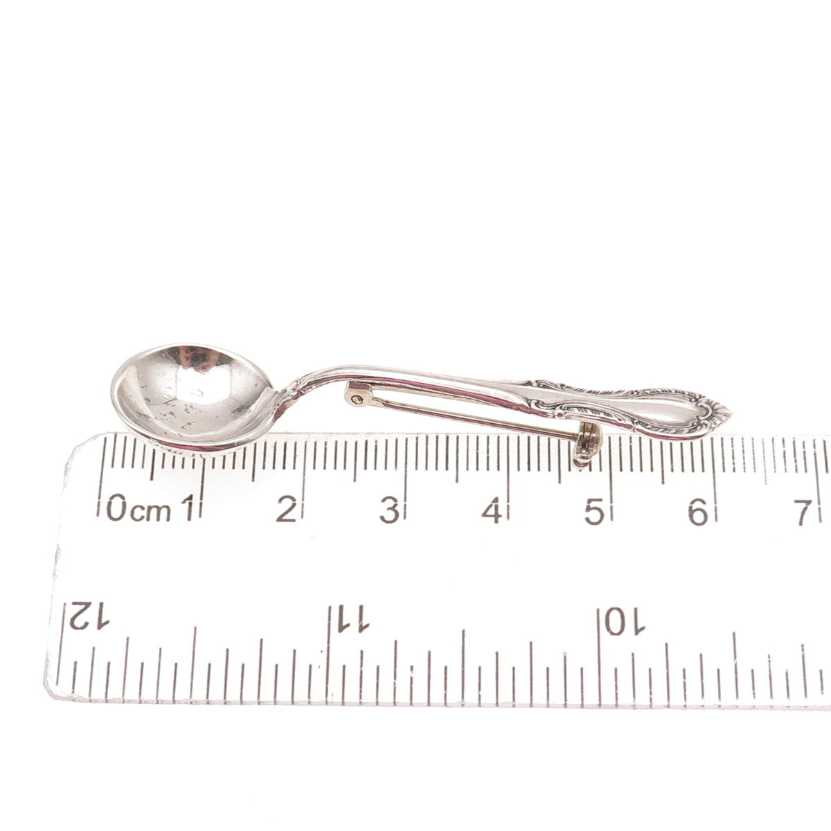 Fine Arts 925 Sterling Silver Antique 1945 Southern Colonial Spoon Pin Brooch