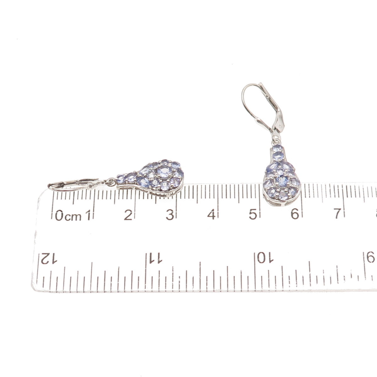 Chuck Clemency 925 Sterling Silver Real Tanzanite Teardrop Dangle Earrings