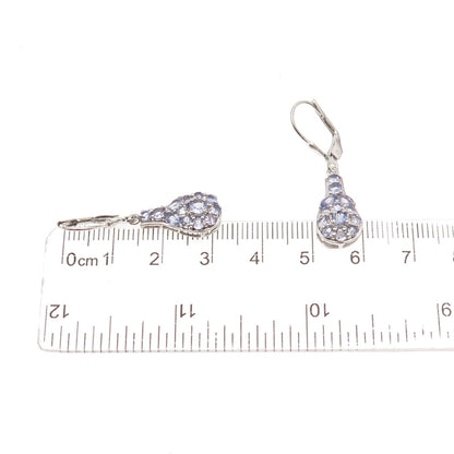 Chuck Clemency 925 Sterling Silver Real Tanzanite Teardrop Dangle Earrings