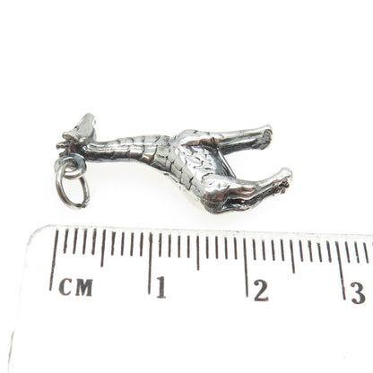 925 Sterling Silver Vintage Giraffe 3D Pendant