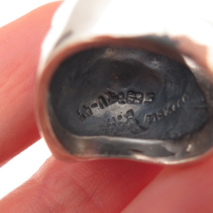 925 Sterling Silver Vintage Mexico Modernist Oxidized Ring Size 8.25