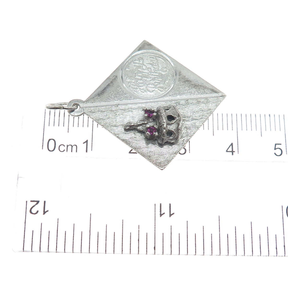 ART'S ELEGANCE 925 Sterling Silver Vintage Rhinestone Happy Birthday Pendant