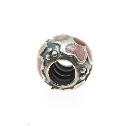 PANDORA 925 Sterling Silver Enamel Flower Oxidized Bead Charm