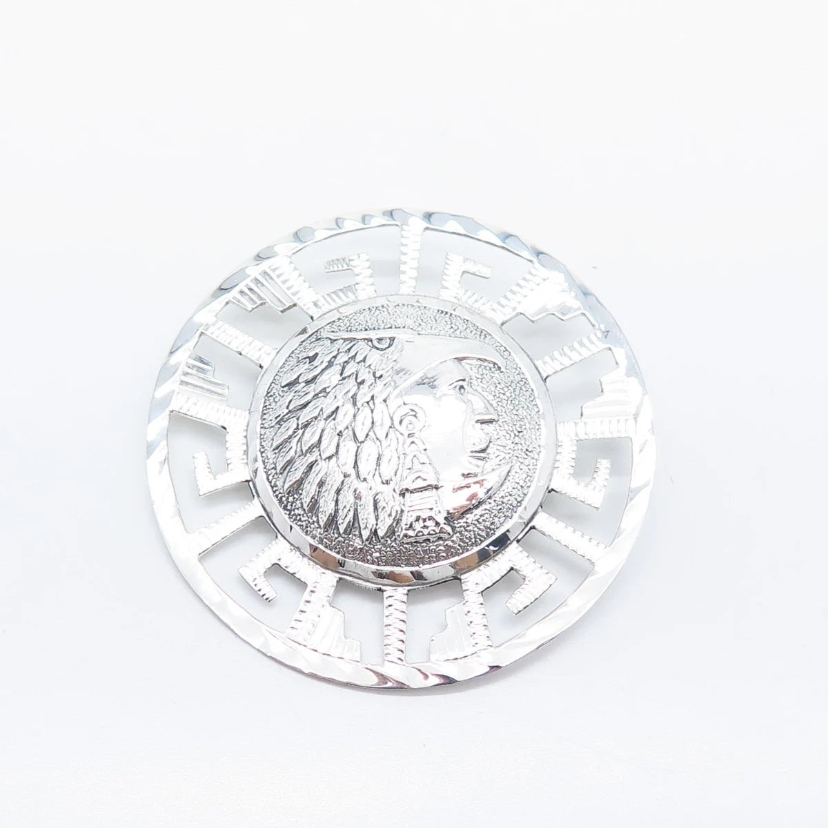 925 Sterling Silver Vintage Mexico Greek Maze Pin Brooch / Pendant