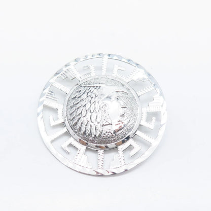 925 Sterling Silver Vintage Mexico Greek Maze Pin Brooch / Pendant