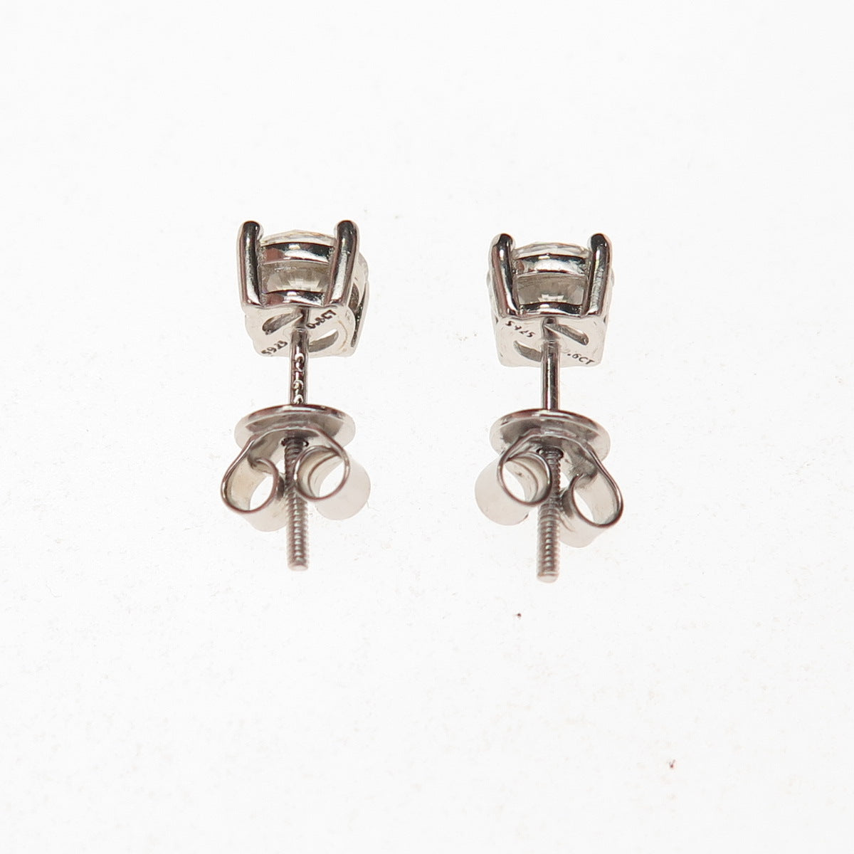 925 Sterling Silver Real Round-Cut Moissanite Approx. 0.6ct Stud Earrings