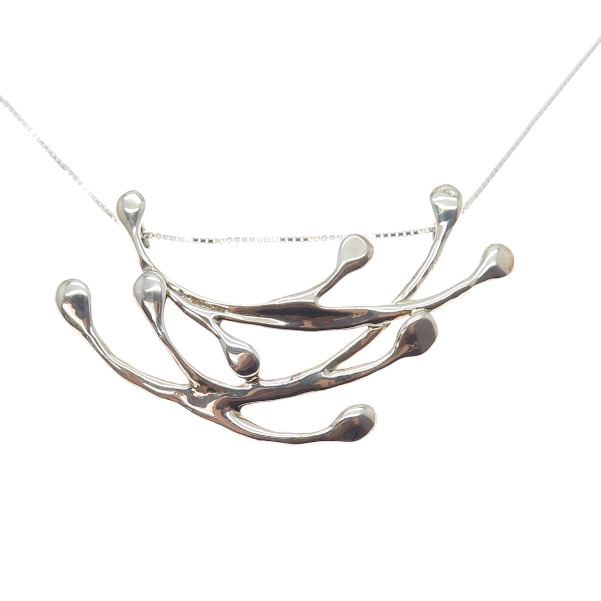 HAGIT GORALI 925 Sterling Silver Vintage Modernist Box Chain Necklace 24"