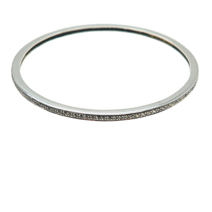 925 Sterling Silver Vintage Real Round-Cut Citrine Bangle Bracelet 8"