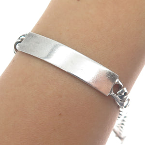 900 Silver Vintage AEP Mexico ID Curb Link Bracelet 7"