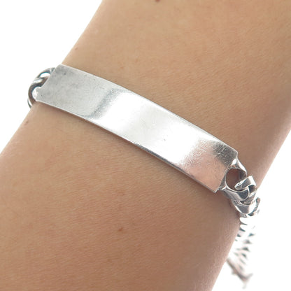 900 Silver Vintage AEP Mexico ID Curb Link Bracelet 7"