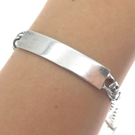 900 Silver Vintage AEP Mexico ID Curb Link Bracelet 7"