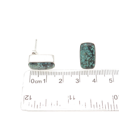 Old Pawn Sterling Silver Vintage Southwestern Peacock Turquoise Tribal Earrings