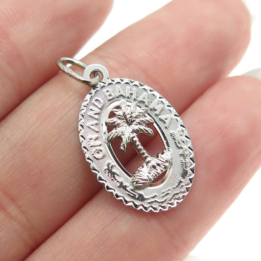 CREA 925 Sterling Silver Vintage Grand Bahama Island Palm Tree Charm Pendant