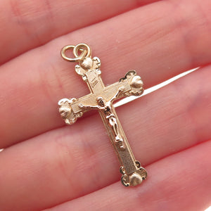 Chapel 925 Sterling Silver Gold Plated Vintage Crucifix Cross Charm Pendant