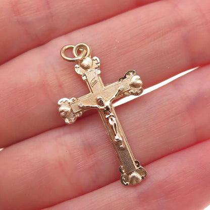 Chapel 925 Sterling Silver Gold Plated Vintage Crucifix Cross Charm Pendant