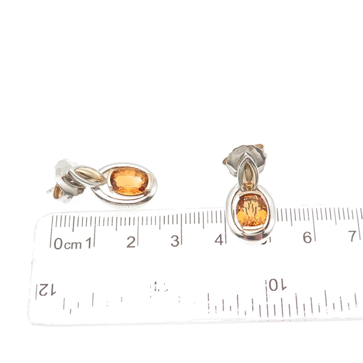 Lorenzo 970 Silver 18K Gold Real Oval-Cut Citrine Dangle Earrings