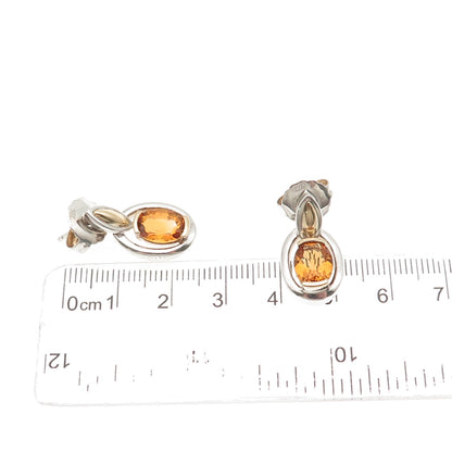 Lorenzo 970 Silver 18K Gold Real Oval-Cut Citrine Dangle Earrings