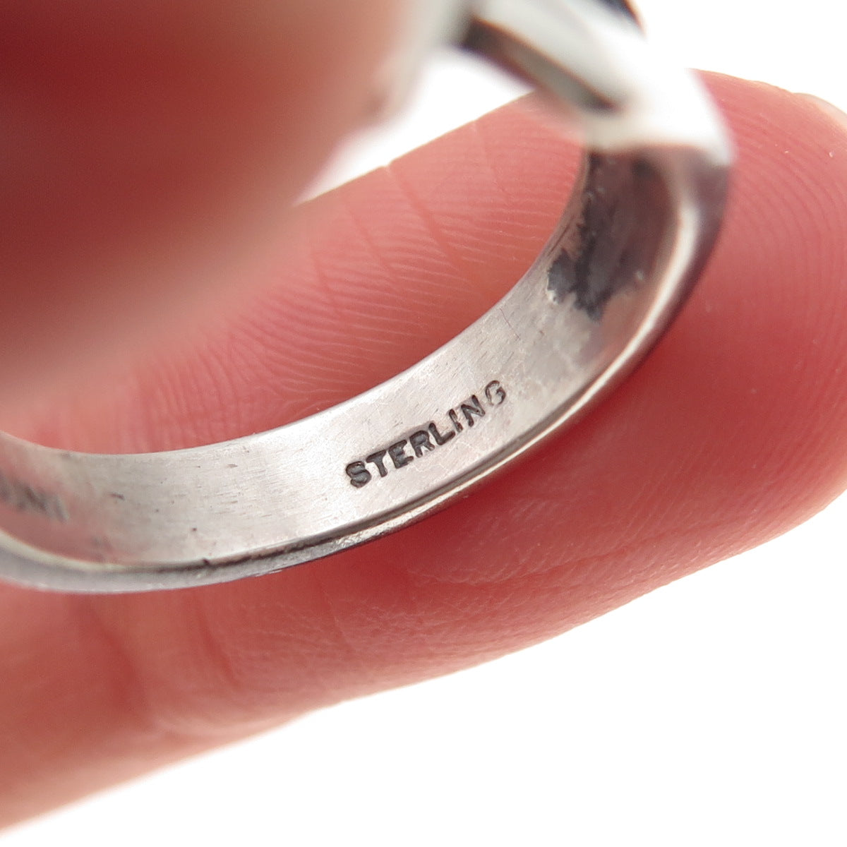 Cellini 925 Sterling Silver Vintage Modernist Infinity Oxidized Ring Size 7.5