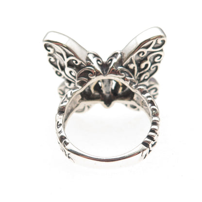 Carolyn Pollack Sterling Silver Vintage Real Multi-Gem Butterfly Ring Size 8.25