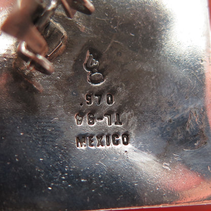 970 Silver Vintage Mexico Modernist Puffy Pillow Clip On Earrings