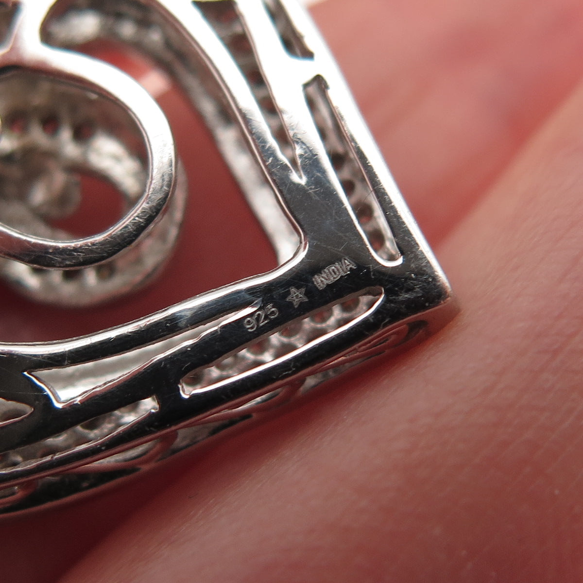 925 Sterling Silver Real Round-Cut Diamond Infinity Heart Charm Pendant