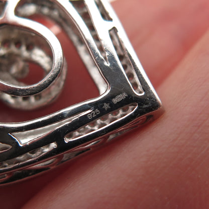 925 Sterling Silver Real Round-Cut Diamond Infinity Heart Charm Pendant