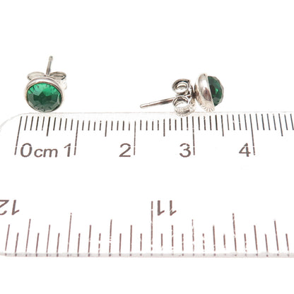 Pandora 925 Sterling Silver Green Crystal August Birthday Blooms Stud Earrings