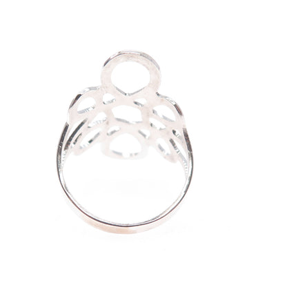 925 Sterling Silver Vintage Mexico Modernist Flower Ring Size 7.25